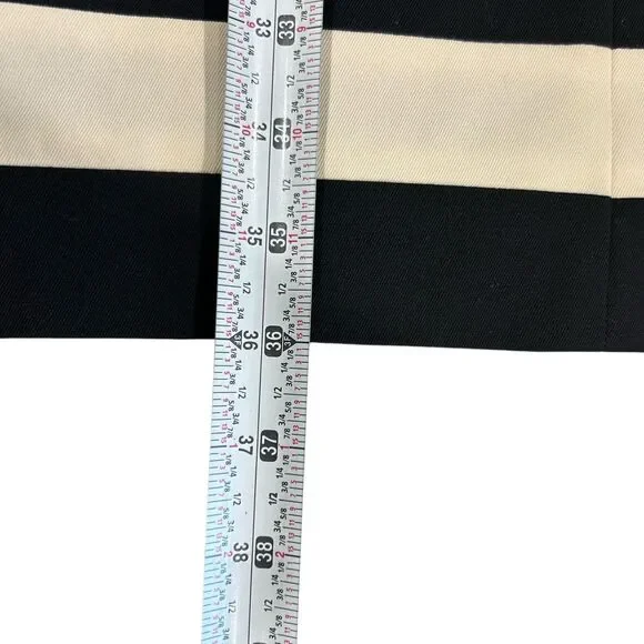 Moschino Main Line Black Cream Striped Dress Virgin Wool Short Sleeve Size 8